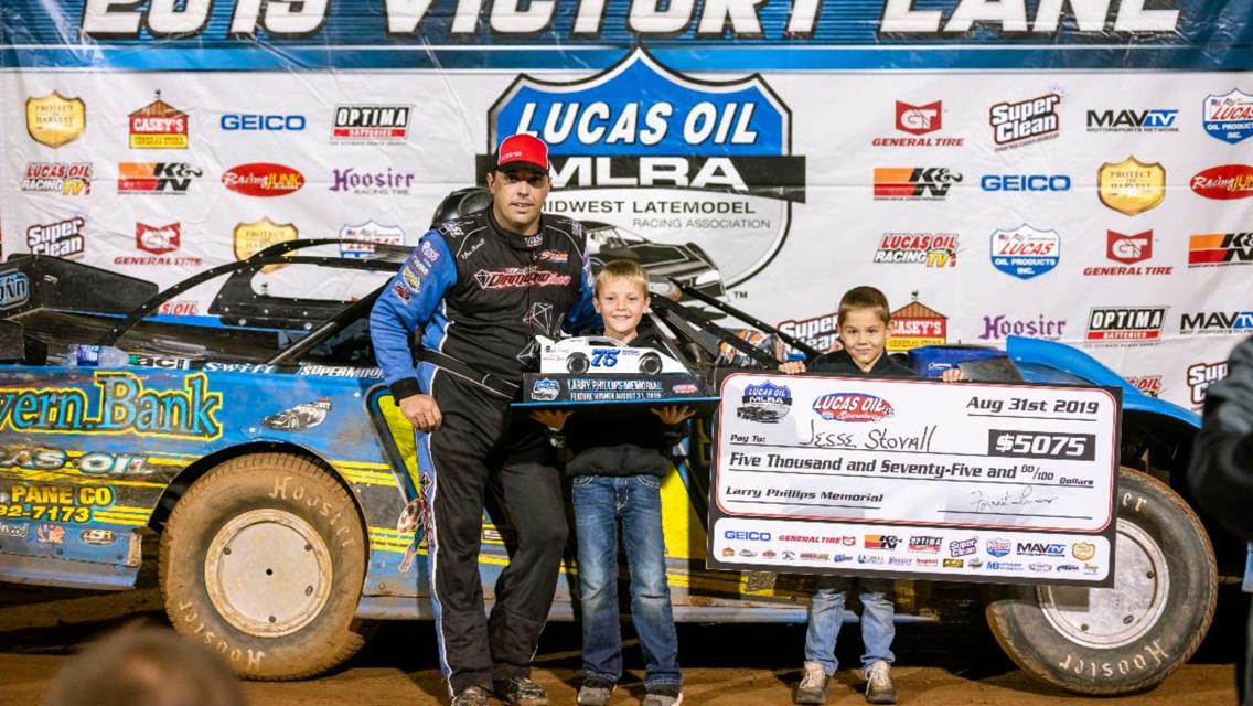 Dominant Stovall captures MLRA Larry Phillips Memorial over hard-charging Vaught at Lucas Oil Speedway