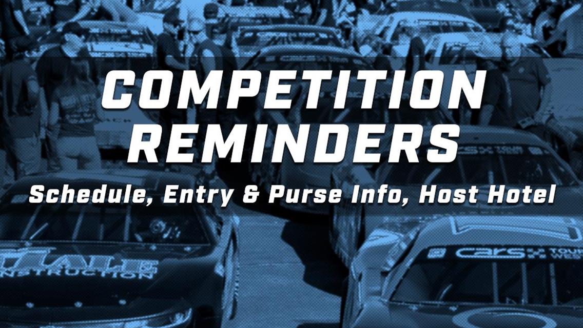 All American Speedway May 10 - Competition Reminders and Resources