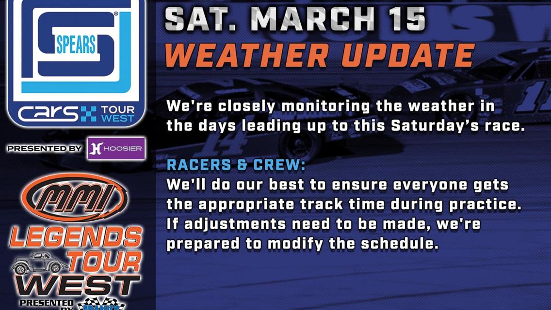 COMPETITORS: Weather Update for Mar. 15 Race Weekend at Kern Raceway