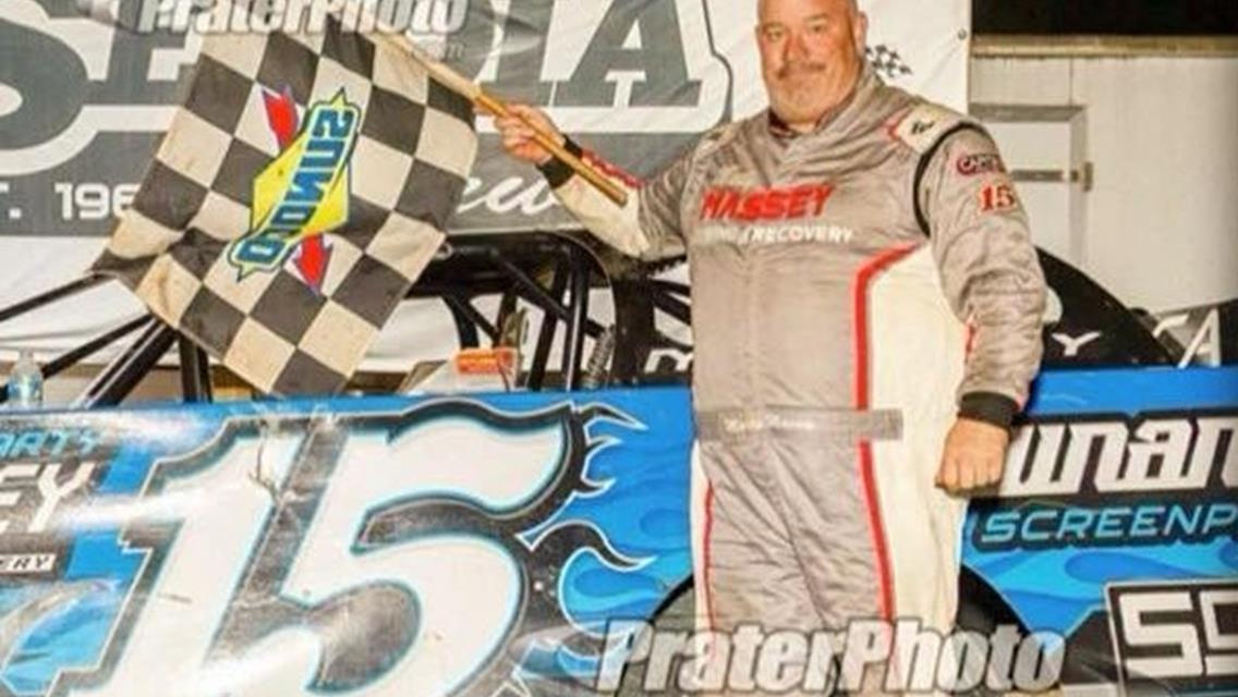 Marty Massey earned his third win of the season in the 602 Late Model division at Senoia Raceway.