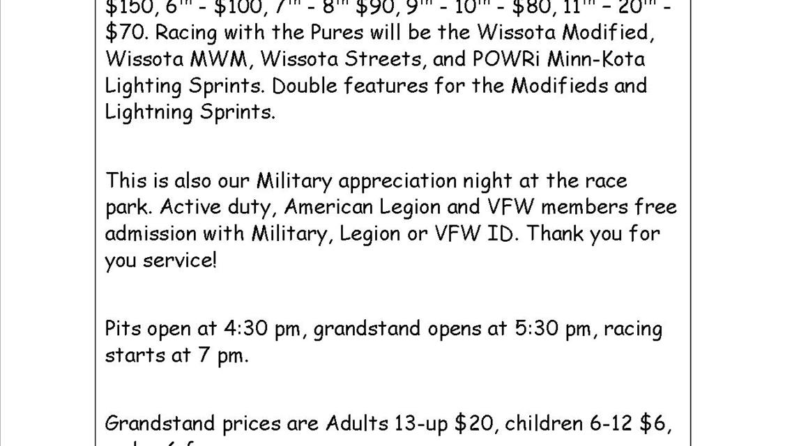 Wissota Pure Stock &amp; Military Appreciation Night