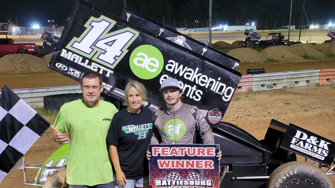 MALLET TAKES NIGHT ONE OF HATTIESBURG USCS SUMMER SPRINT CAR SHOOTOUT.