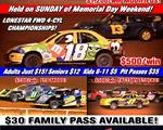 6th Annual LONESTAR SPEEDWAY SUMMER $IZZLER – SUNDAY, MAY 27th at 7pm!