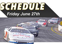 Detail Schedule for 6 Features on June 27, including 100 lap Blizzard.