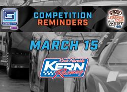 March 15 Kern Raceway Competition Reminders: Entry, Schedule, Host Hotel
