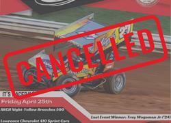 Williams Grove Cancels April 25