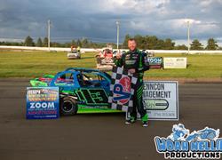 Nate Koson Trades Helmet for Microphone at The Dirt Track at Genesee