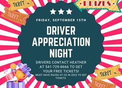 PRIZES & FREE TICKETS FOR DRIVERS,