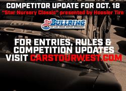 Competition Updates & Entry for Oct. 18 Star Nursery Classic Presented By Hoosier Tire