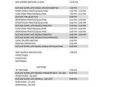 May 17th Race Day Itinerary