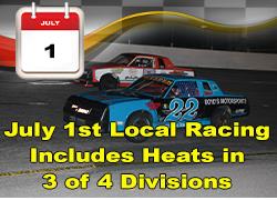 HEATS FOR PURE STOCKS, SPORTSMEN & TRUCKS AT NEXT RACE; OUTLAWS  TO QUALIFY