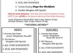 5/14/22 Hamlin Speedway Schedule
