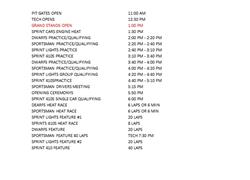 Race Day Itinerary for June 21st