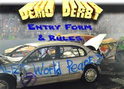 Rules and Entry Form for Demolition Derby on August 2nd