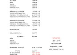 Race Day Itinerary for May 10th
