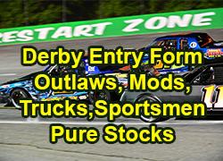 Entry Form For Outlaws, Modifieds, Pro Trucks, Sportsmen & Pure Stocks in Snowball.