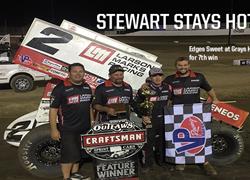 STEWART SURVIVES LATE CHARGE FROM
