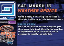 COMPETITORS: Weather Update for Mar. 15 Race Weekend at Kern Raceway