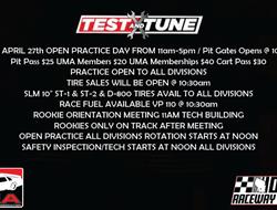 OPEN PRACTICE TEST & TUNE SATURDAY APRIL 27TH AT D