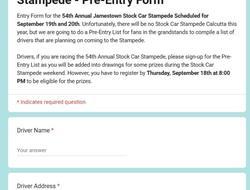 54th Annual Jamestown Stock Car Stampede - Pre-Ent