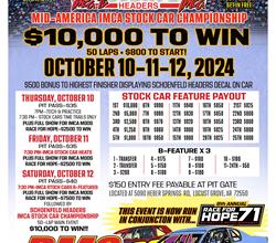 UPDATE - SCHOENFELD HEADERS IMCA STOCK CAR $10K/WIN RE-SCHEDULED