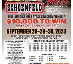 $10,000 to win/$800 to start - SCHOENFELD HEADERS IMCA STOCK CAR