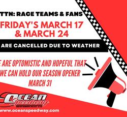 Cancellation - March 17 & March 24
