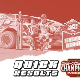MID-ATLANTIC CHAMPIONSHIP RESULTS SUMMARY â€“ GEORGETOWN SPEEDWAY SATURDAY, OCTOBER 30, 2021