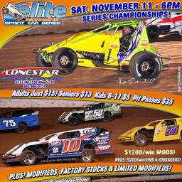 LONESTAR DOUBLEHEADER PAIRS NON-WINGED SPRINTS &amp; TRACK CHAMPS on the HIGH BANKS - SATURDAY, NOVEMBER 11th at 6PM!