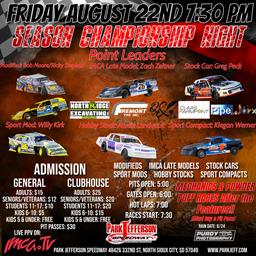 Season Championship Night Friday!!!