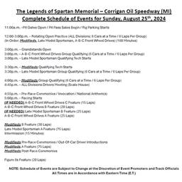 Complete Schedule of Events - The Legends of Spartan Memorial