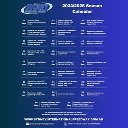 Sydney International Speedway 2024/2025 Season Calendar