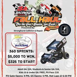 $5,000 On the Line This Weekend at Sprint Invaders Fall Haul!