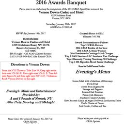 2016 CRSA Sprints Award Banquet Invitation