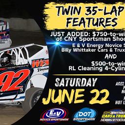 Modified Double Features; Rescheduled Sportsman Highbank Holdup; RL Cleaning 4-Cylinder Open on tap Saturday, June 22