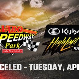 Strong Gale Force Winds Force Cancelation of High Limit Date at Vado Speedway Park