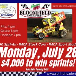 Mohrfeld Solar Sprint Invaders Clash for $4,000 Monday at Bloomfield!