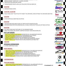 July 20th Race Day Schedule - Welcome STIMS!