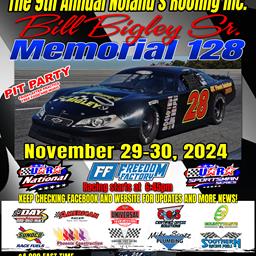 9th Annual Noland&#39;s Roofing Inc. Bill Bigley Sr. Memorial 128 $30,000 to win and $1,200 to start