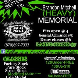 Old No.1 Speedway Saturday September 7th