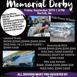 Sept 30-Double O (Odie Oltmer) Memorial Derby