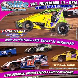 LONESTAR SPEEDWAY RACE WEEK UPDATES! Saturday November 11th at 6pm: LONESTAR DOUBLEHEADER PAIRS NON-WINGED SPRINTS &amp; TRACK CHAMPS on the HIGH BANKS!