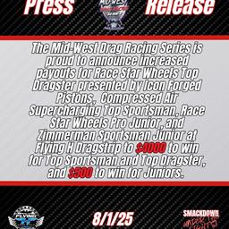 MWDRS Increases Payout at Smackdown for Top Sportsman, Top Dragster and Juniors