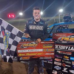 LOGAN ROBERSON MAKES WINNING DEBUT AT ERIEZ FENDING OFF DEFENDING HOVIS RUSH LATE MODEL FLYNN&#39;S TIRE CHAMP KYLE HARDY FOR 3RD WIN IN 5 RACE