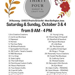 Thirty Four Market and Craft Fair This Weekend