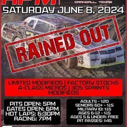 Weekly Racing Cancelled for June 8th