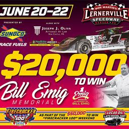 $20,000 TO-WIN &quot;BILL EMIG MEMORIAL&quot; PRESENTED BY SUNOCO ALONG WITH JOSEPH J. OLIVIA ATTORNEY AT LAW FOR HOVIS RUSH LATE MODEL FLYNN&#39;S TIRE/GUNTER&#39;S HO