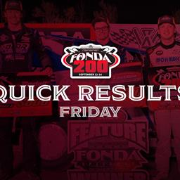 FONDA SPEEDWAY QUICK RESULTS 9/13/2024 DAY TWO OF THE 2024 FONDA 200 WEEKEND