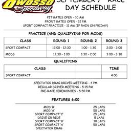 Race Day Itinerary for September 7th