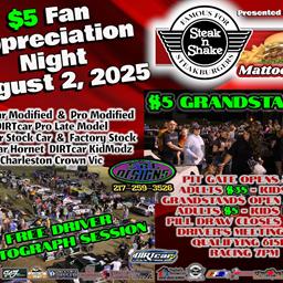 $5 FAN APPRECIATION NIGHT!! AUGUST 2, 2025